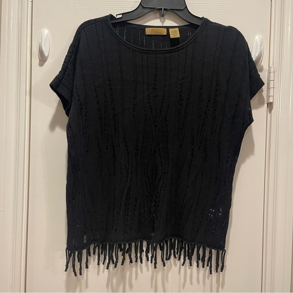 Valerie Stevens Tops - Valerie Stevens Blouse Women’s Med Black Fringe Boho Grunge Goth Dark Feminine